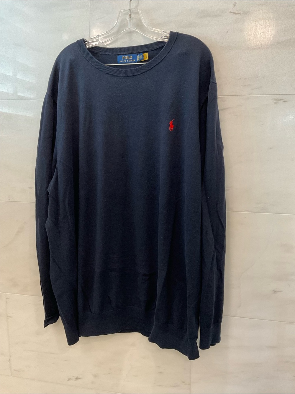 Polo Ralph Lauren Navy Blue Cotton Knit CrewNeck Sweater 3XLT T64